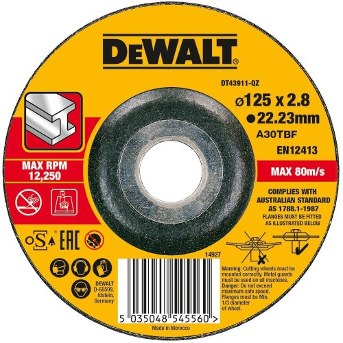 DeWALT Kotúč rezný vypuklý na kov 125x3,0 mm DT43911