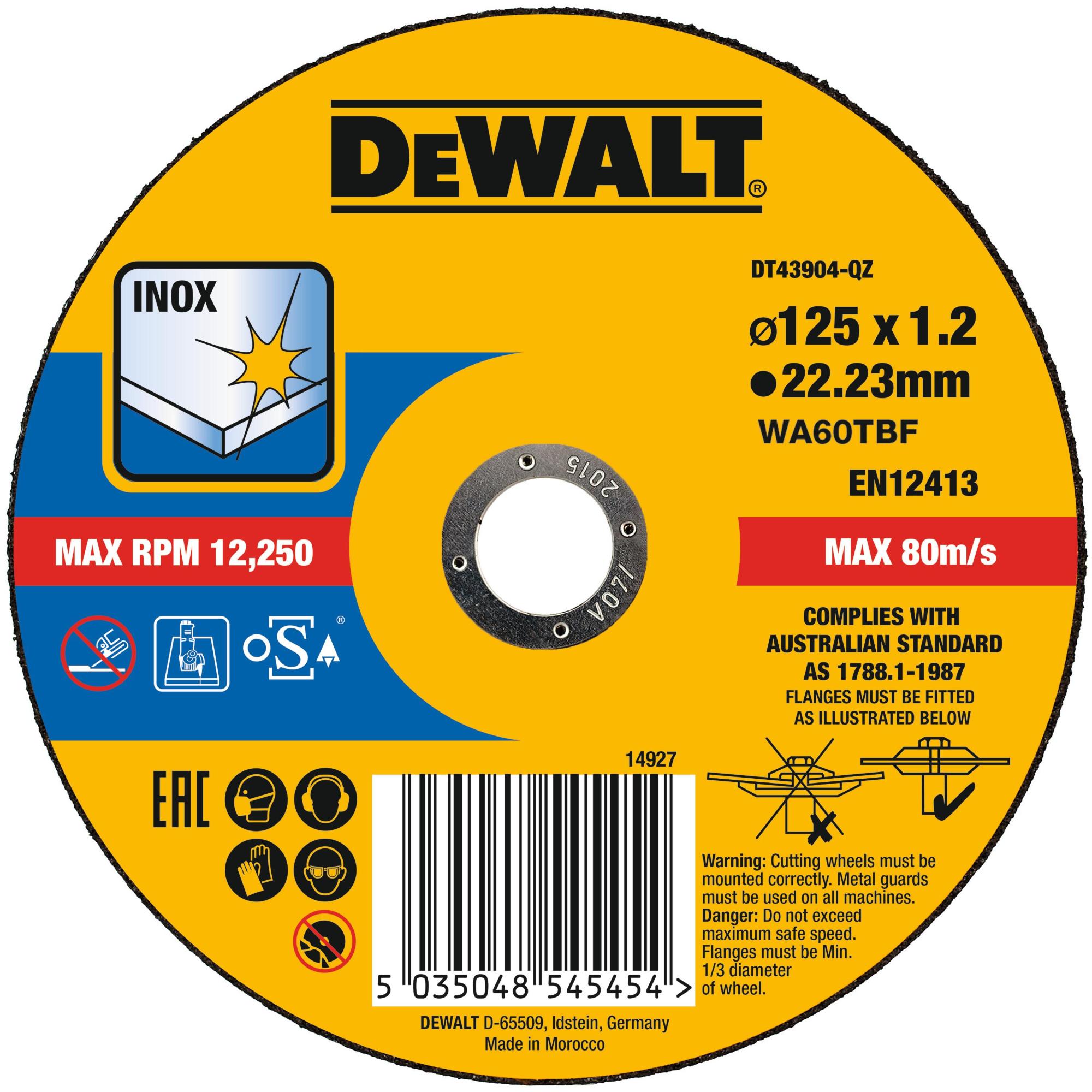 DeWALT Kotúč rezný na nerez 125x1,2 mm DT43904