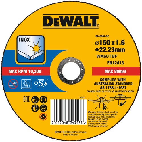 DeWALT Kotúč rezný na nerez 150x1,6 mm DT43907