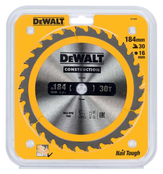 DeWALT Pílový kotúč 184x16mm 30Z DT1940