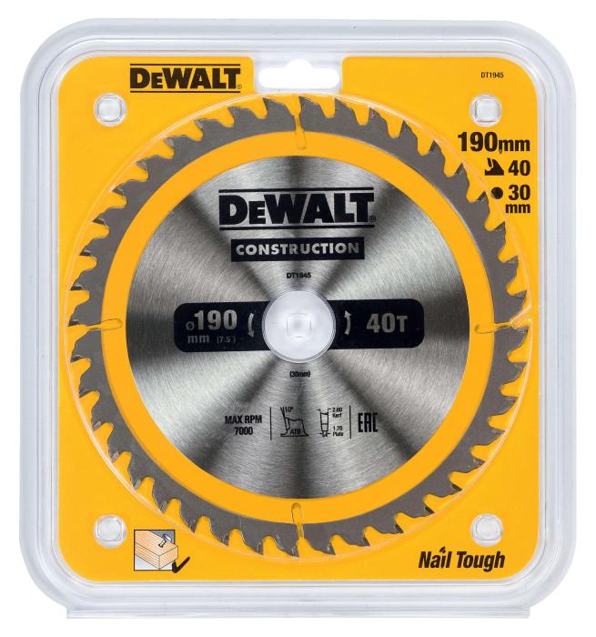 DeWALT Pílový kotúč 190×30mm 40Z DT1945